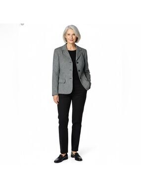 COLDWATER CREEK Wool Blend 3 Button Blazer Fully Lined Metallic Gold Thread Sz L